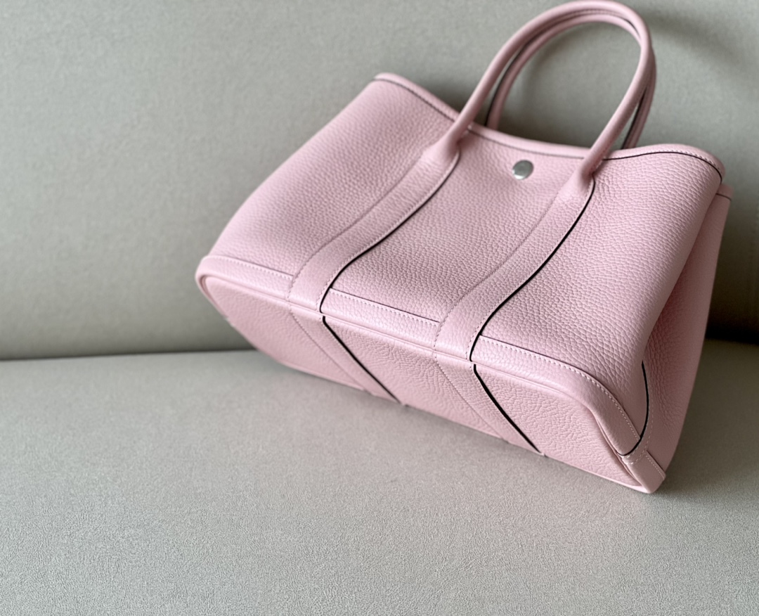 Hermes Garden Party 30cm Tote Handbag In Rose Sakura Clemence Leather